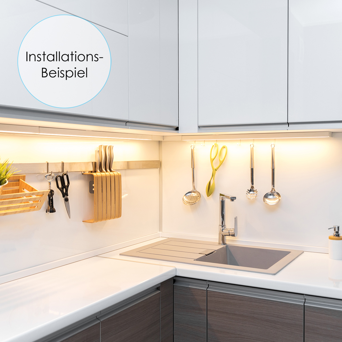 LED Unterbau Leuchte Küchen Schrank Strahler Lampe Wohn Zimmer Licht Leiste  weiß