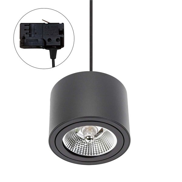 230V LED 3-Phasen Schienenleuchte - Chloe AR111 - 12W - GU10, schwarz