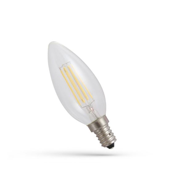 LED Leuchtmittel - E14 - 4W - warmweiß - 2700K, COG-Filamente, Kerze, klar