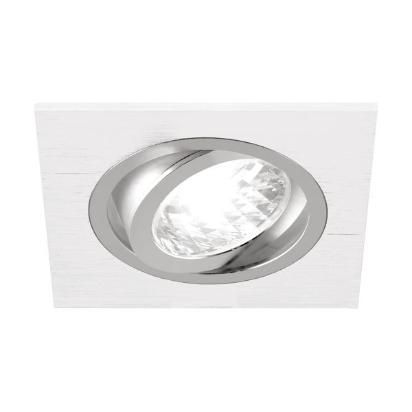 LED-Einbauleuchte - weiß/ chrom - 9,3x9,3cm - eckig