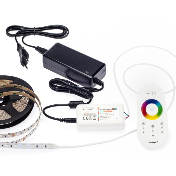 24V RGB LED Streifen Set mit Fernbedienung und Netzteil, 500cm