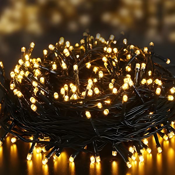 batteriebetriebene LED Lichterkette, 300 LEDs, 40m, 2700K warmweiß, IP44 innen+außen, Timer